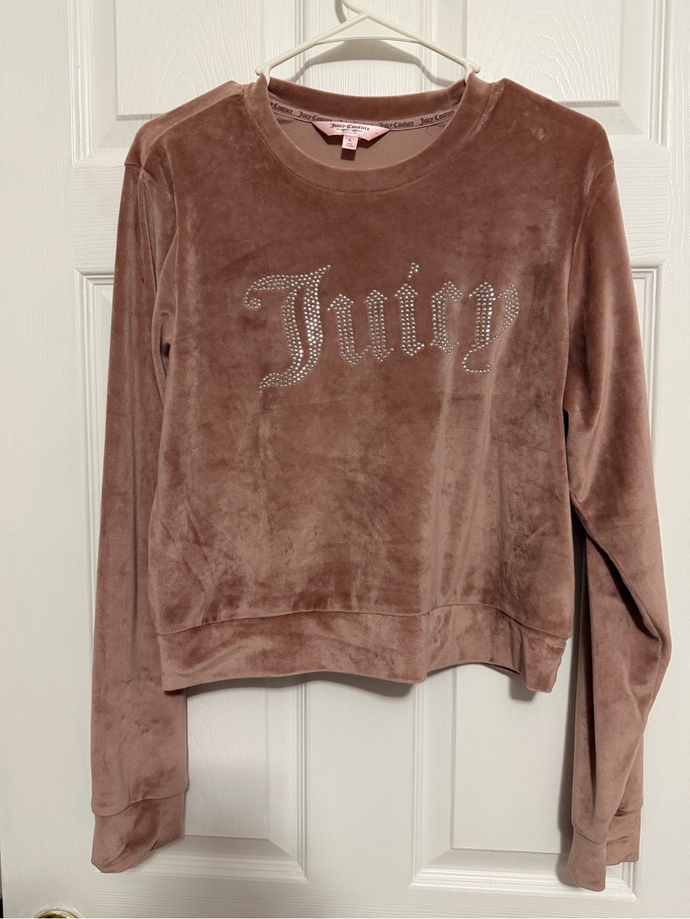 Juicy Couture Women Sleepwear L Rose Pink 2 Pc Pajama Set Velour JUICY Spellout - Picture 2 of 12